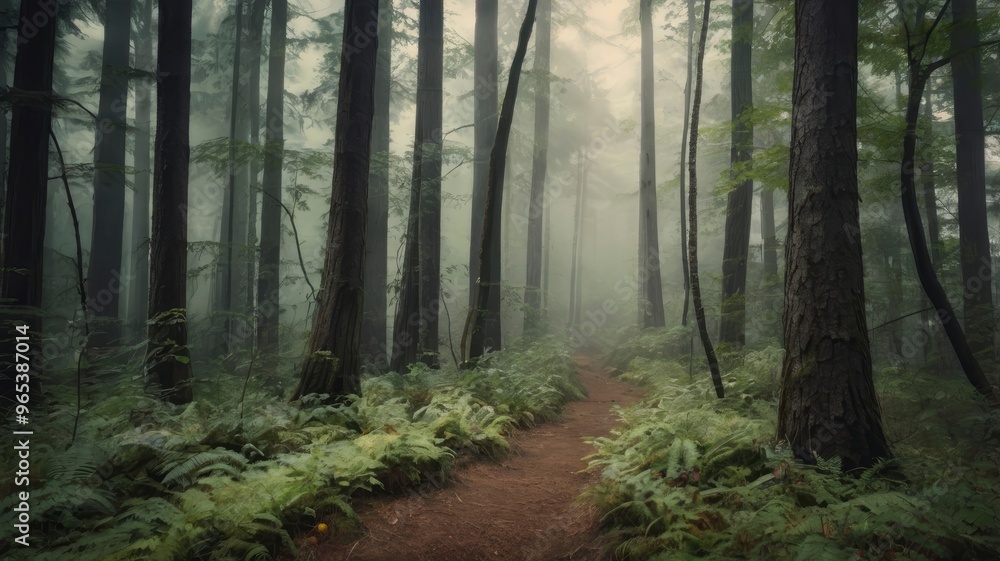 Obraz premium Misty Forest Backdrop Vintage Camera Highlights Photography