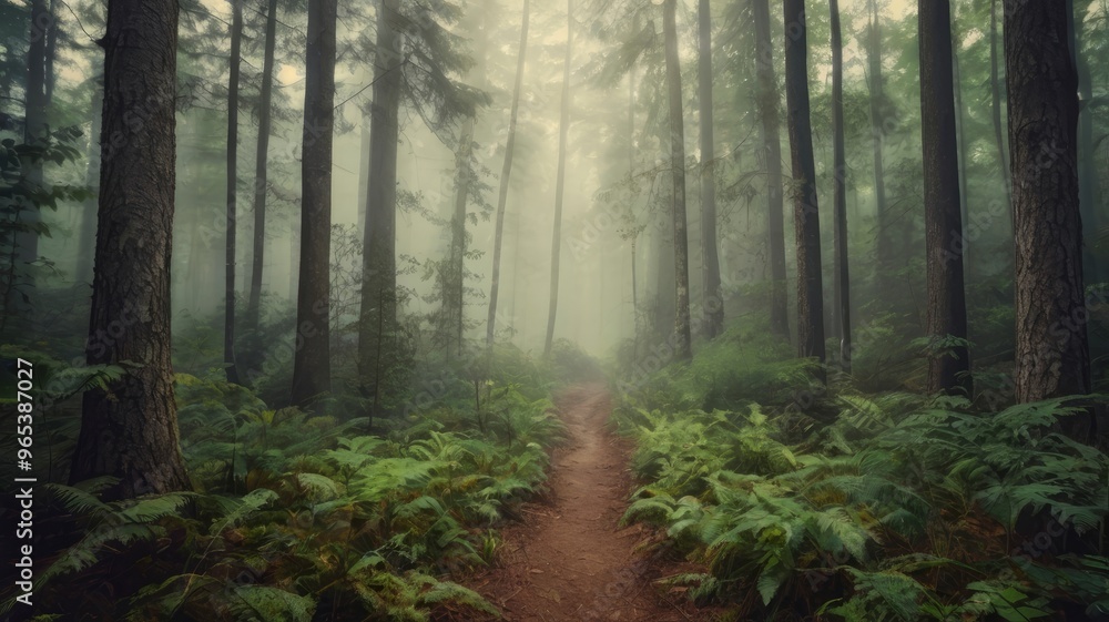 Fototapeta premium Misty Forest Backdrop Vintage Camera Highlights Photography