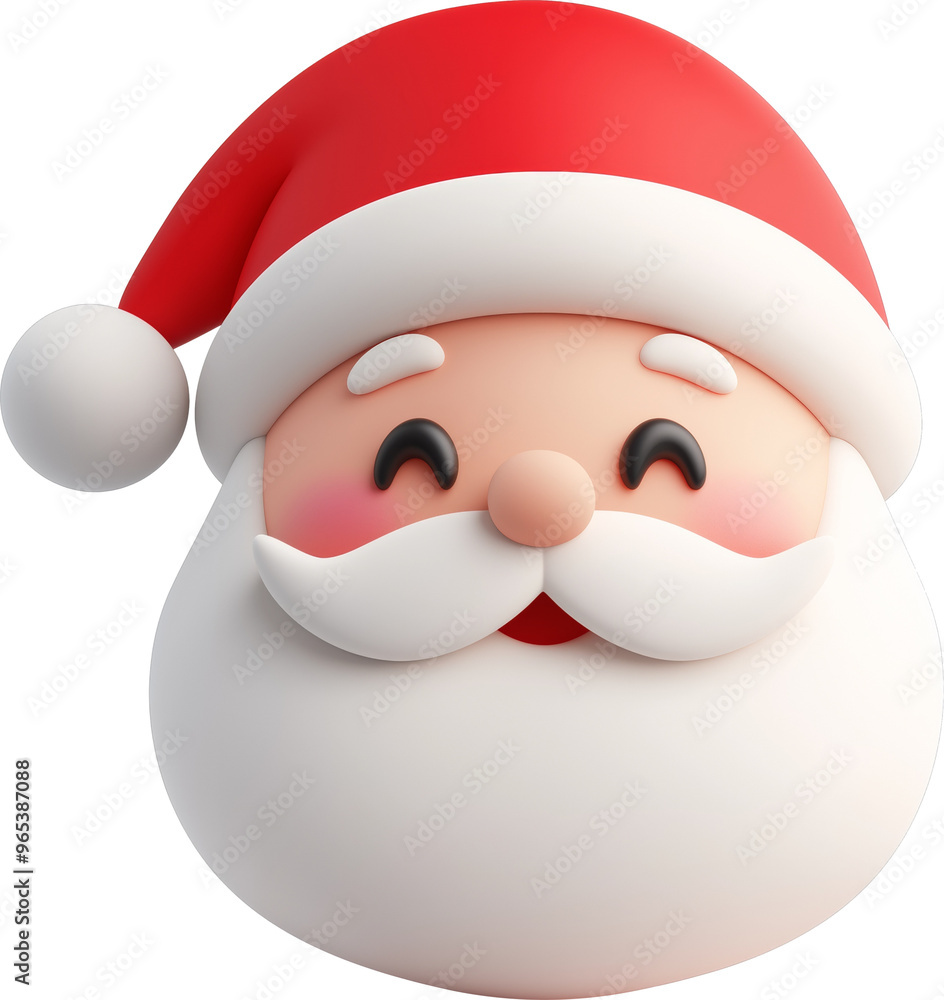 Cheerful cartoon Santa Claus with a red hat and white beard isolated on transparent background. Cheerful cartoon Santa Claus with a red hat and white beard isolated on transparent background.