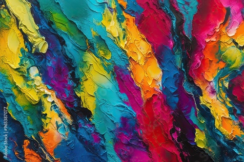 Vibrant Modern Abstract Artwork with Dynamic Textures and Rich Colors