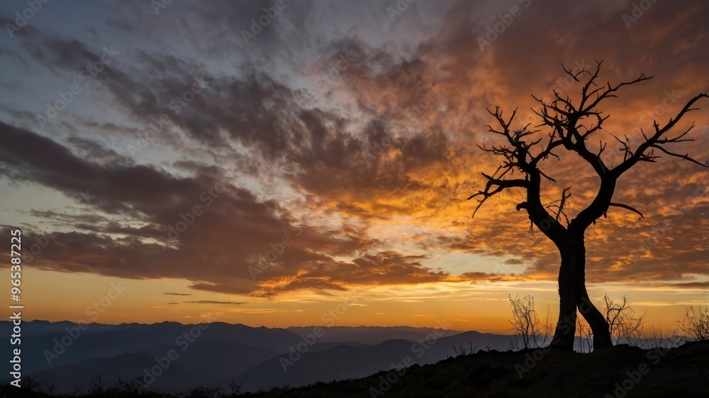 Mountain Sunset Photographer's Silhouette Shot Mountain Sunset Photographer's Silhouette Shot