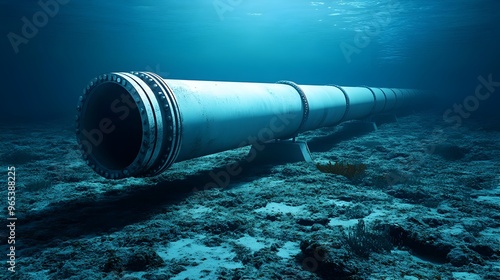 Sonar Image of Underwater Pipeline Traversing the Ocean Seafloor