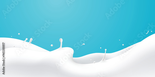 Abstract wave milk on blue background, vector illustration and design.