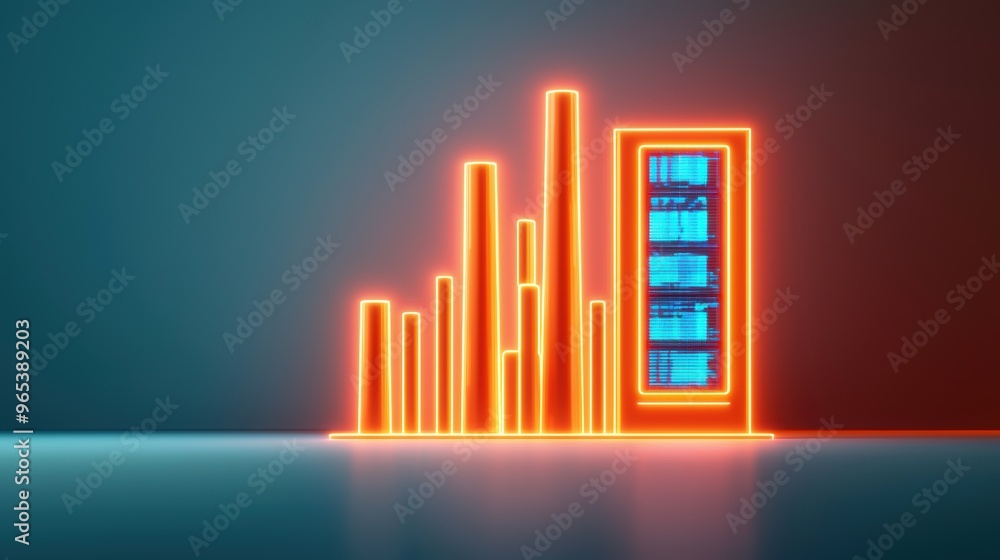 Futuristic Oil Refinery Analysis - Neon Holographic Data Screens in Futuristic Oil Refinery Analysis - Neon Holographic Data Screens in