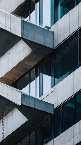 Concrete and Glass Facade of a Modern Building