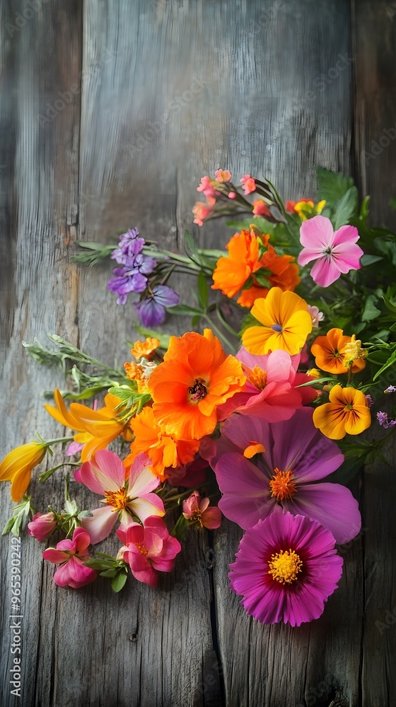 Colorful Flowers on Weathered Wood Colorful Flowers on Weathered Wood