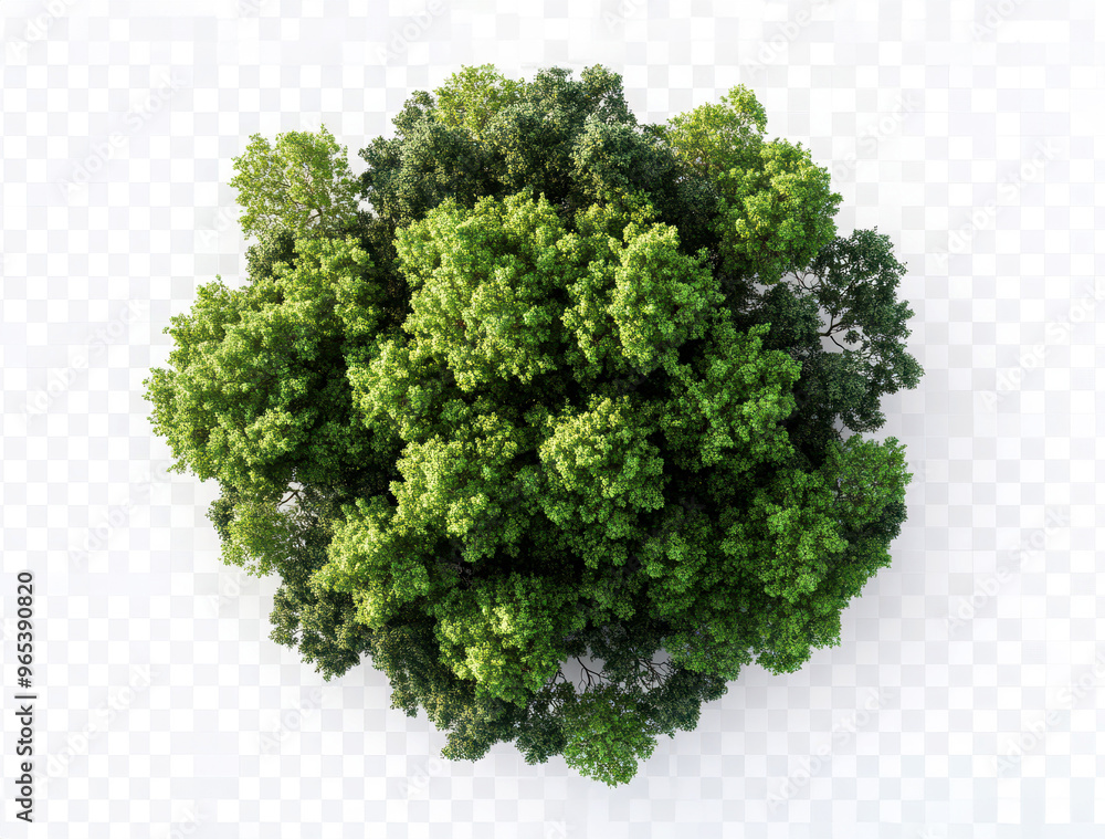 Top view single large woodland trees on transparent white backgrounds. Top view single large woodland trees on transparent white backgrounds.