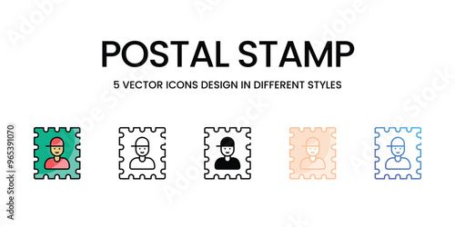Postal Stamp vector icons set ready to use for web and mobile app