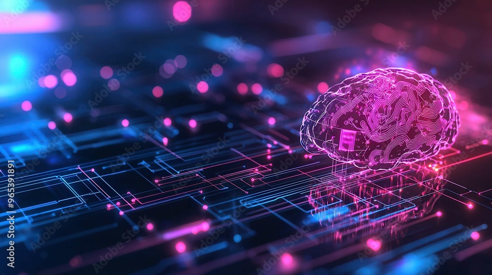 A vibrant illustration of a digital brain surrounded by glowing circuits and data points, representing advanced technology and innovation. A vibrant illustration of a digital brain surrounded by glowing circuits and data points, representing advanced technology and innovation.