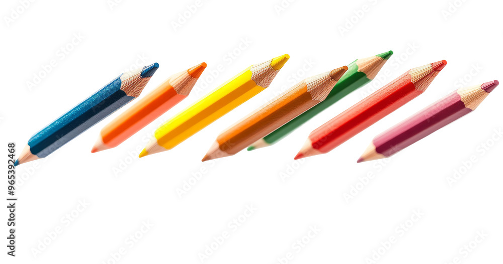 Fototapeta premium Vibrant Colored Pencils on a Transparent Background