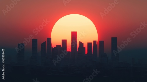 Futuristic City Skyline at Sunset - Dramatic Ray Traced with Quality and Shadows