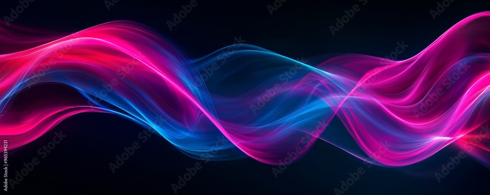 Colorful abstract wavy light trails on dark background Colorful abstract wavy light trails on dark background