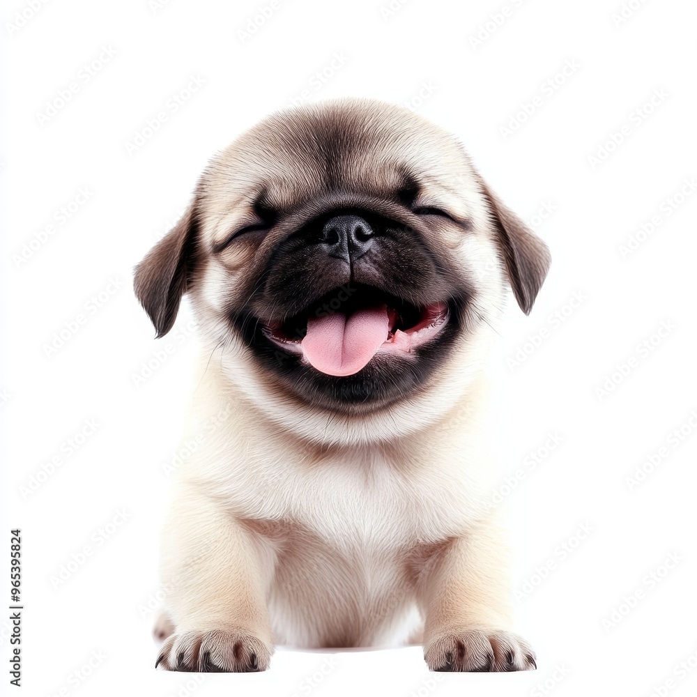 Playful White Puppy on White Background, Chaos Concept Generative AI Playful White Puppy on White Background, Chaos Concept Generative AI