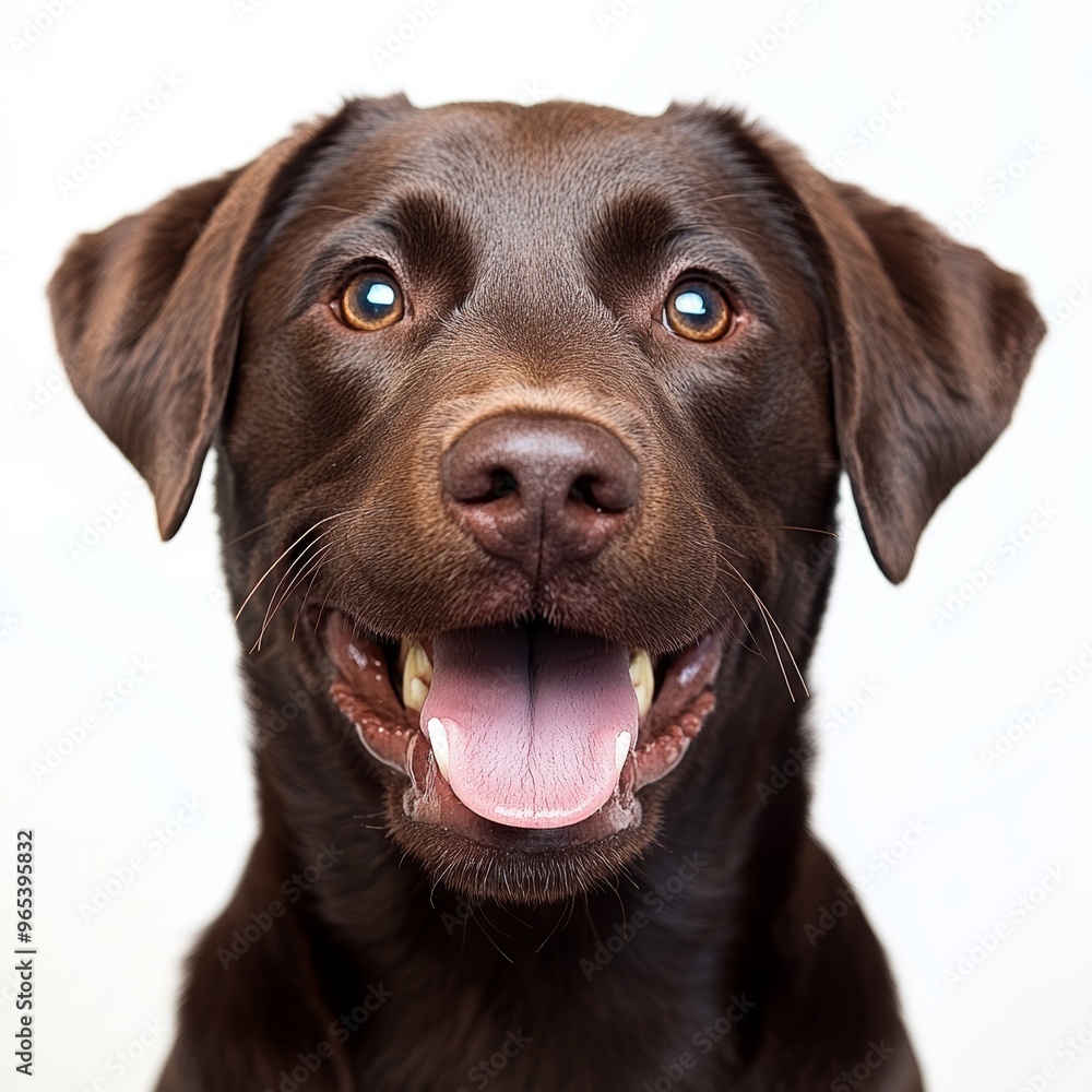 Happy Labrador Retriever on White Background, Pet Photography Generative AI Happy Labrador Retriever on White Background, Pet Photography Generative AI