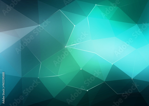 abstract blue background with triangles or Low polygon of green tone gradient abstract background.