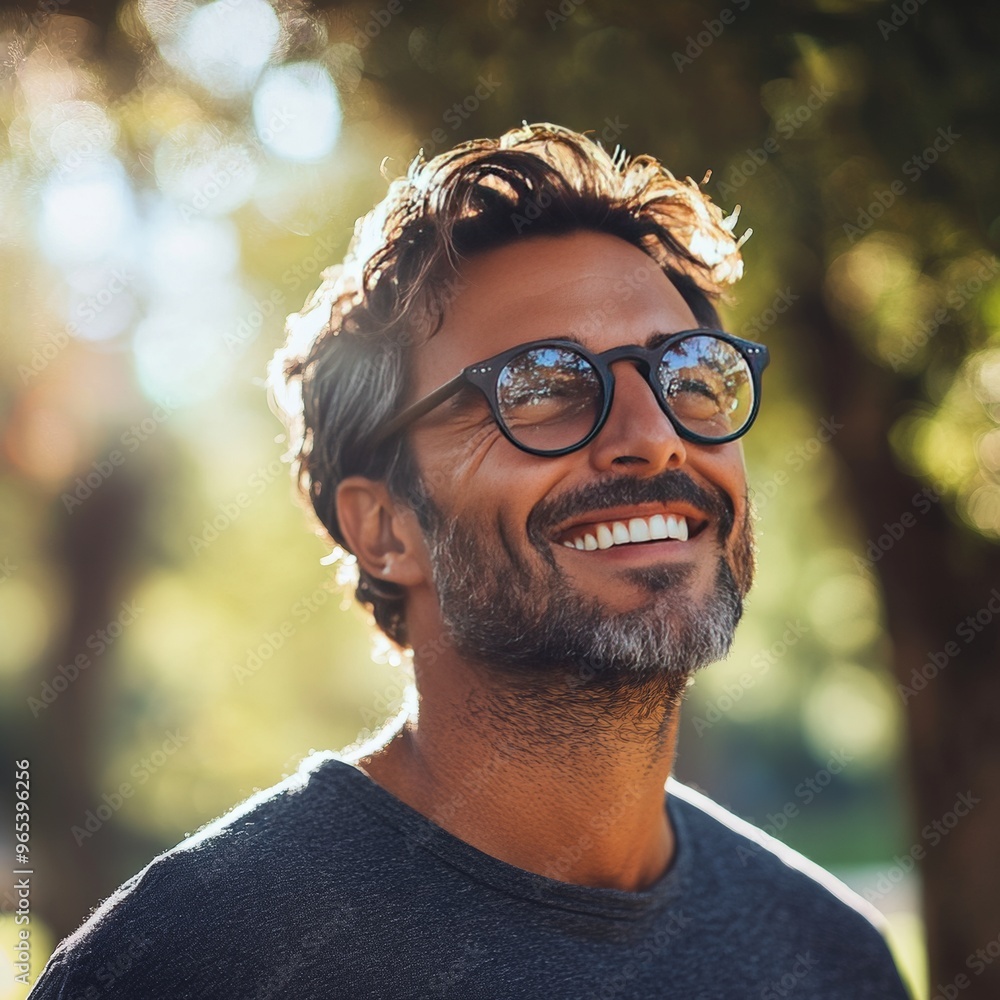 Happy Man Enjoying Nature in the Park Generative AI Happy Man Enjoying Nature in the Park Generative AI