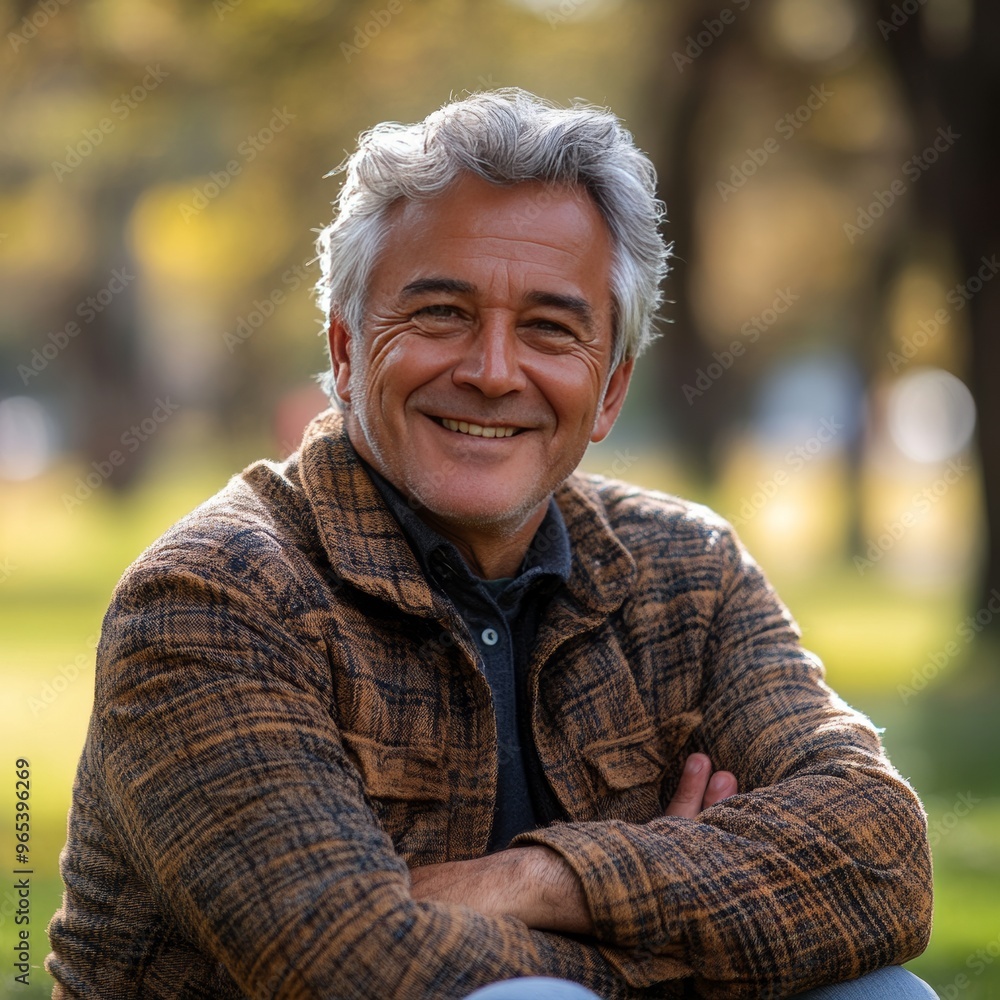 Happy Man Enjoying Nature in the Park Generative AI Happy Man Enjoying Nature in the Park Generative AI