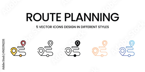 Route Planning vector icons set ready to use for web and mobile app