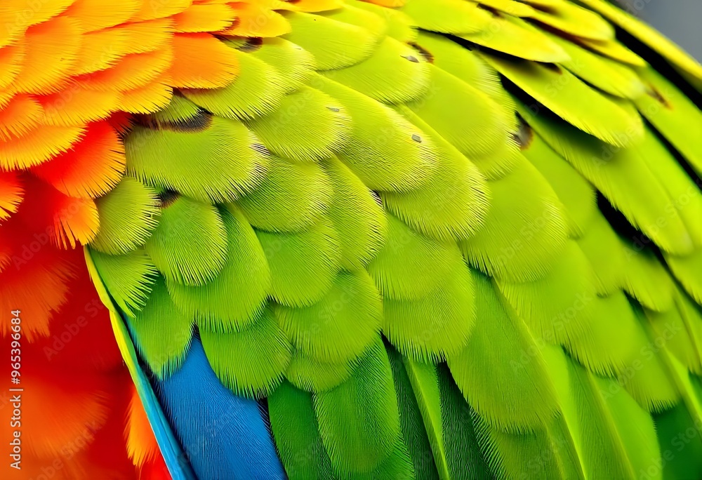 Fototapeta premium Close-up of parrot with vibrant orange and green feathers,