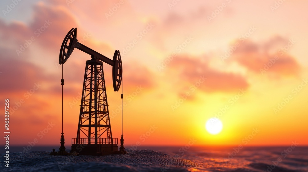 Sunrise over Abandoned Oil Wells: Energy Forecast with Copy Space Sunrise over Abandoned Oil Wells: Energy Forecast with Copy Space