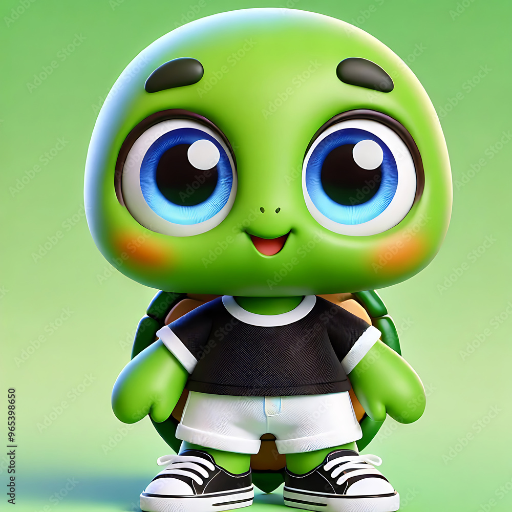 Fototapeta premium A turtle in a 3D cartoon, Generative Ai