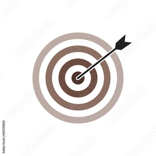 Brown shade bullseye dart target icon. Dart target goal marketing sign. Arrow dart logo vector. Winner dart sign.