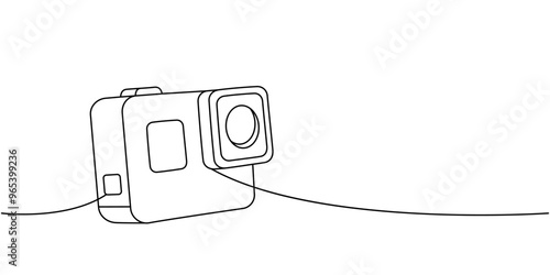 Wallpaper Mural Action camera one line continuous drawing. Professional photo equipment. Vector linear illustration. Torontodigital.ca