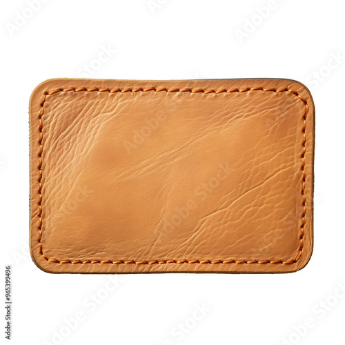 Stitched Tan Leather Patch with Textured Surface
