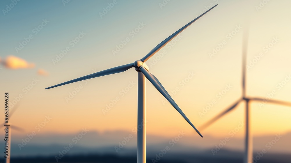Fototapeta premium Renewable Energy Future: Wind Farm with Oil Barrels in Background - with Copy Space and Selective Focus -
