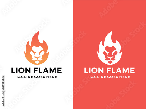 abstract lion flame logo icon vector illustration