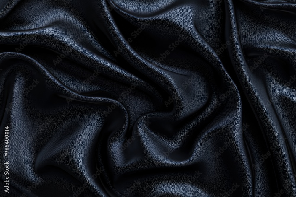 The black satin background has soft folds. The black satin background has soft folds.