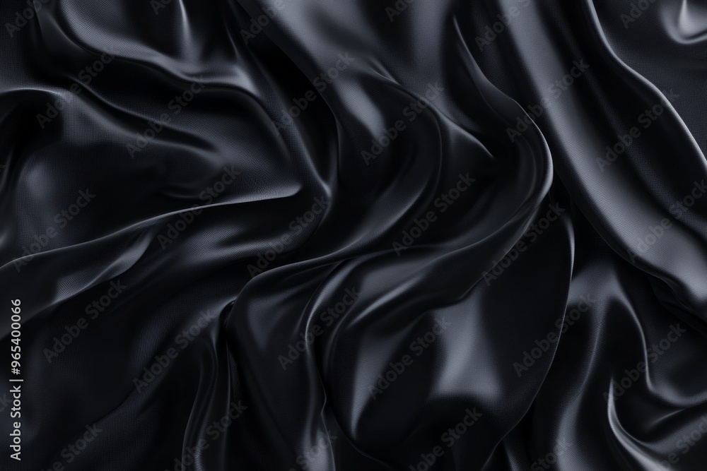 Obraz premium The black satin background has soft folds.