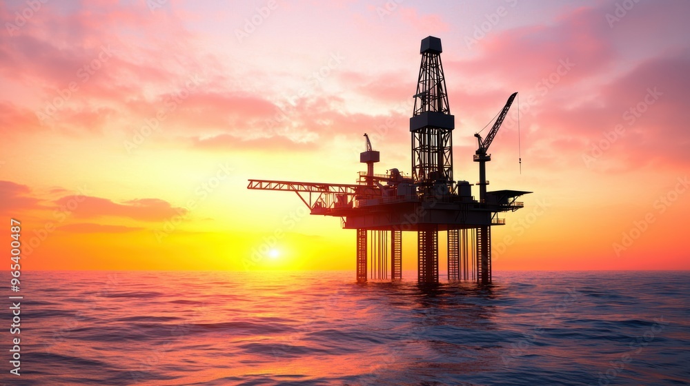 Sunrise Energy: Oil Rig with Copy Space, Selective Focus in Quality Sunrise Energy: Oil Rig with Copy Space, Selective Focus in Quality