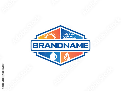 premium heating and cooling logo icon vector illustration