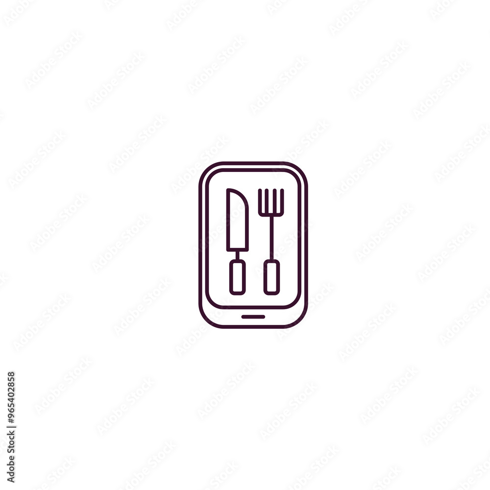 restaurant app outline icon. Linear vector from computer concept. Thin line restaurant app icon isolated on white background restaurant app outline icon. Linear vector from computer concept. Thin line restaurant app icon isolated on white background