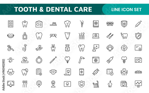 Complete Tooth and Dental Care Icon Collection: Perfect for Oral Hygiene, Dentist Tools, Preventive Measures, Whitening Solutions, and Comprehensive Dental Care