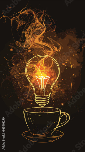 New Ideas and Solutions Sparked by Coffee Break with Light Bulb Symbolism