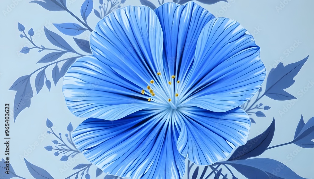Fototapeta premium Vibrant blue flower with intricate, ruffled petals.