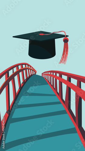 Graduation Hat Scroll Bridge Helps Businesspeople and Students Achieve Career Growth through Education