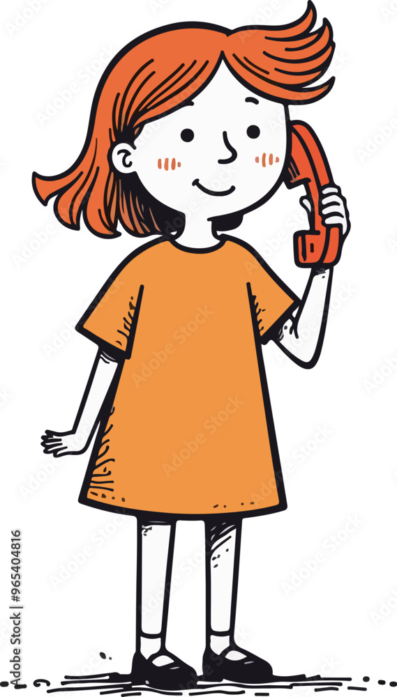 Girl Talking on Phone Illustration Girl Talking on Phone Illustration