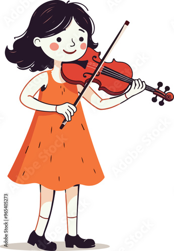 Girl Playing Violin Illustration