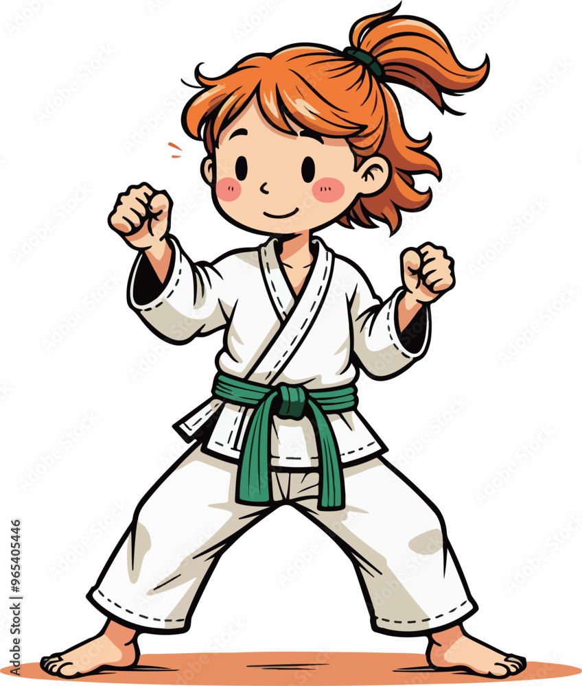Girl Practicing Karate Illustration Girl Practicing Karate Illustration