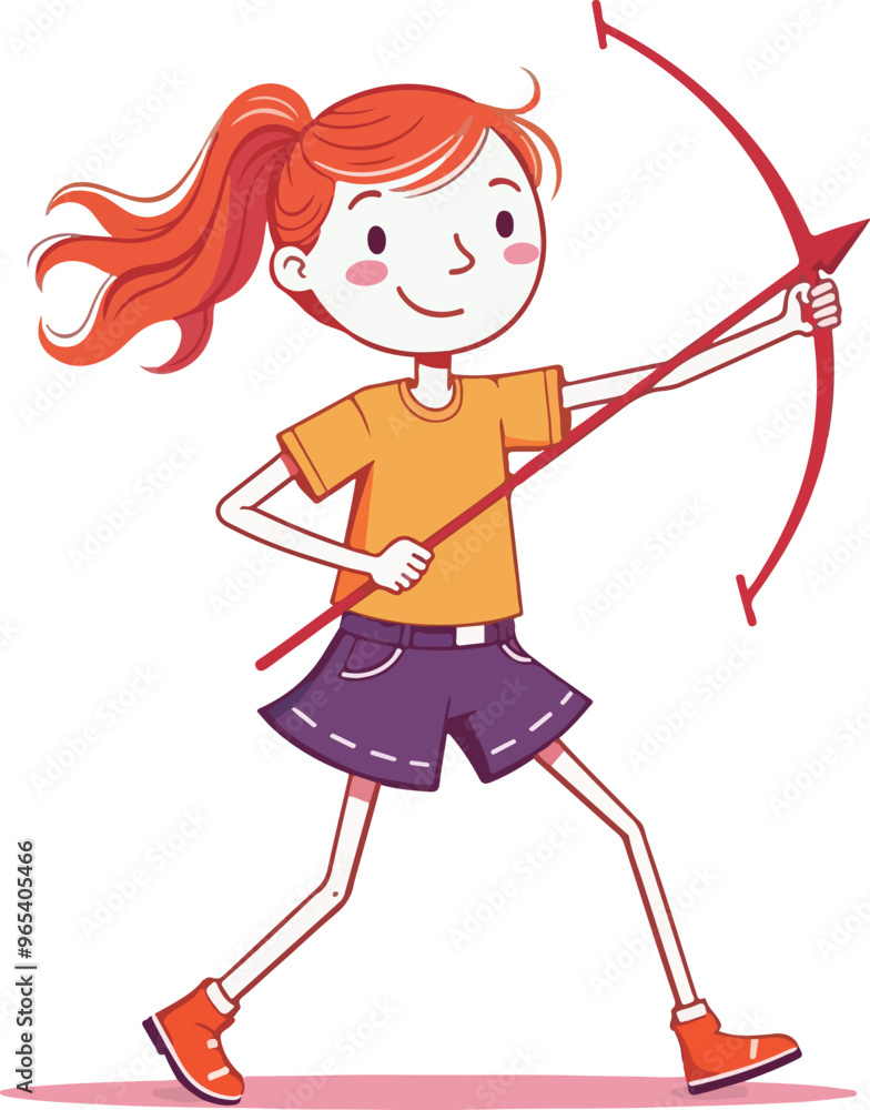 Girl Practicing Archery Illustration Girl Practicing Archery Illustration