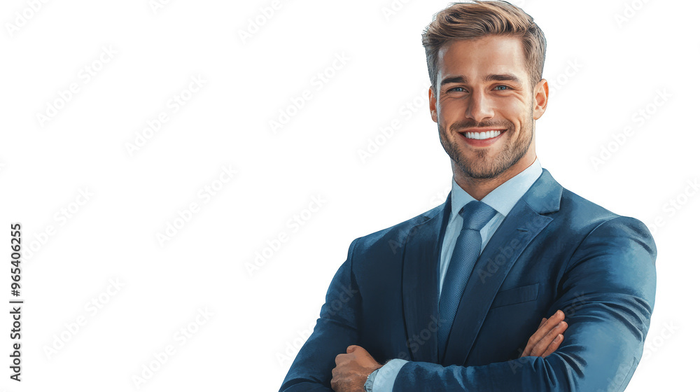 Confident Businessman in Blue Suit with Arms Crossed Confident Businessman in Blue Suit with Arms Crossed