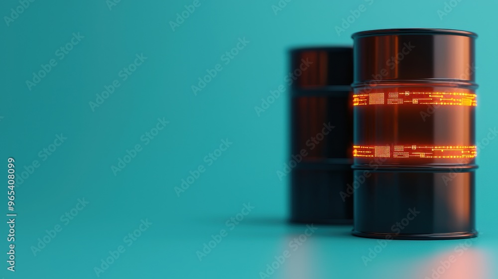 Digital Transformation: Oil Barrels Evolving into Data Streams in the Digital Economy - with Copy Space and Selective Focus