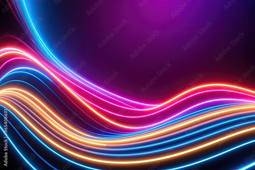 Obraz premium Vibrant Neon Waveform Colorful Abstract Design with Fluid Motion Dynamics