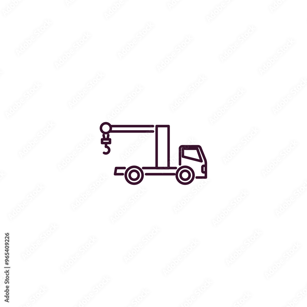 crane truck outline icon. Linear vector from construction concept. Thin line crane truck icon isolated on white background crane truck outline icon. Linear vector from construction concept. Thin line crane truck icon isolated on white background