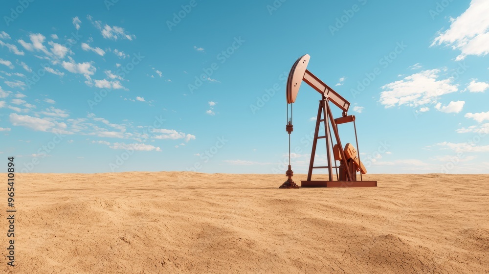 Futuristic Oil Exploration in Digital Desert - with Copy Space, Selective Focus, Futuristic Oil Exploration in Digital Desert - with Copy Space, Selective Focus,