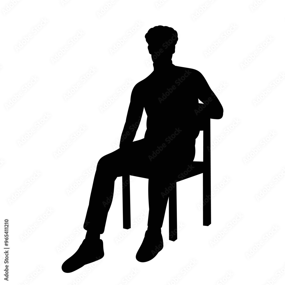 silhouette of a guy sitting on a chair on a white background vector silhouette of a guy sitting on a chair on a white background vector