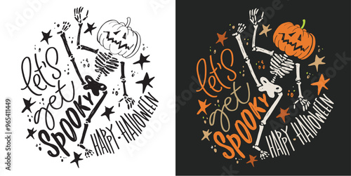 Happy Halloween vibe. Cute hand drawn doodle lettering quote. Lettering for t-shirt design, mug print, bag print, clothes fashion. 100% hand drawn vector image.